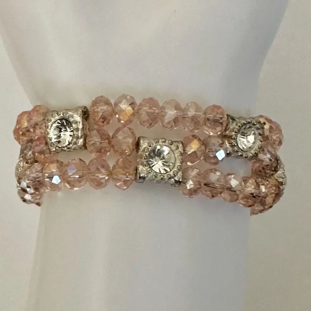 Pink crystal rhinestone bracelet